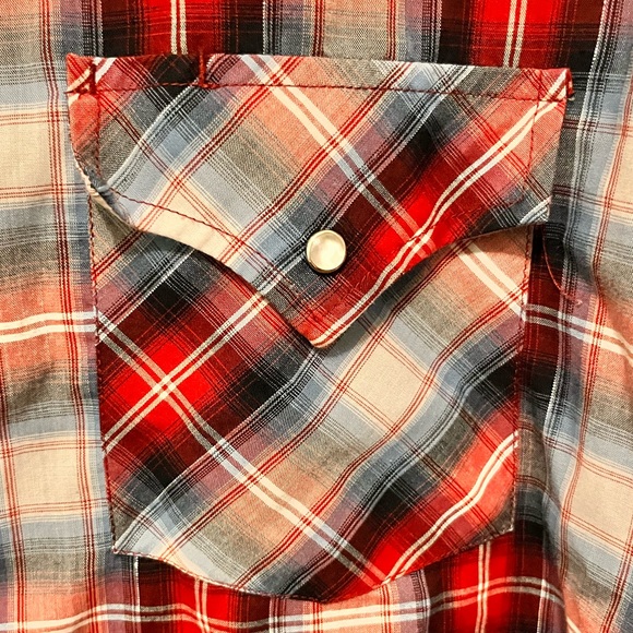 Ely Cattlemen - Men’s XL - Red / Blue & Silver - Pearl Snap Western Shirt - - Picture 12 of 14